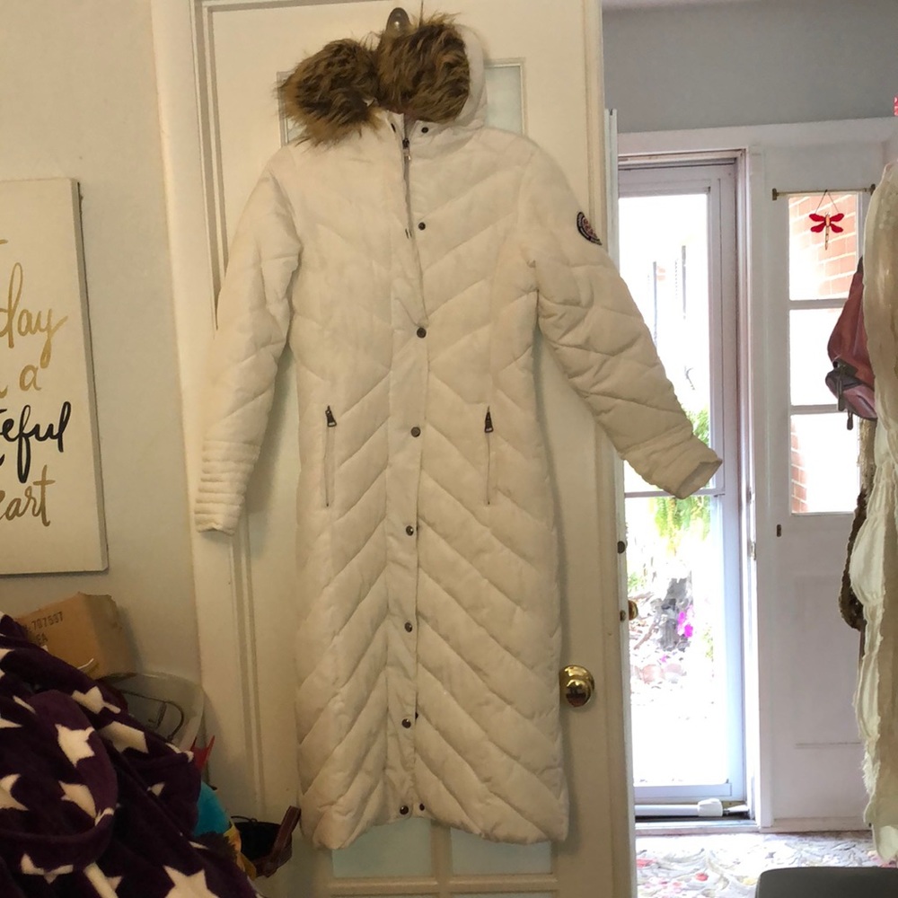 madden girl long white puffer coat